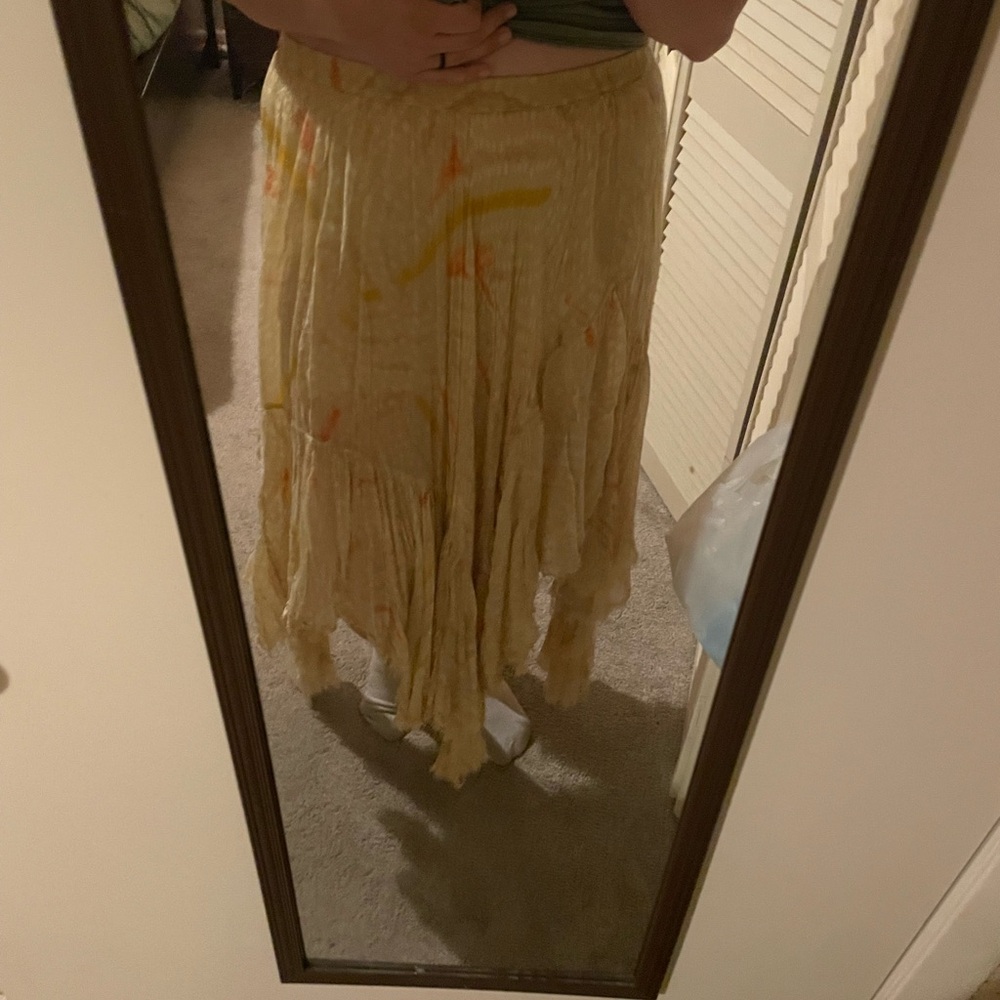 We The Free Asymmetrical Skirt in Cream and Yellow